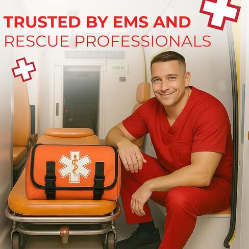 حقيبة الصدمات EMT مجهزة بالكامل - مجموعة طبية تكتيكية أول مستجيب مع Trouniquet ، أختام الصدر المتنفيت ، الشاش مرقئ ، مقصات ، ضمادات ومستلزمات التحكم في النزيف - الأحمر in Saudi Arabia