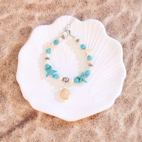 Starfish Turtle Bracelets for Women Turquoise Bead Sea Turtle Charm Boho Beach Jewelry Summer Casual Accessories in Saudi Arabia