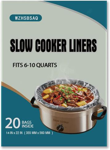 Slow Cooker Liners, 20-Pack Cooking BagsOversized Disposable Pot Liner Plastic Bags, Fits 6QT to 10QTFor Slow Cooker Cooking Tray, 14-Inch x 22-Inch, 20 Liners (20) in Saudi Arabia