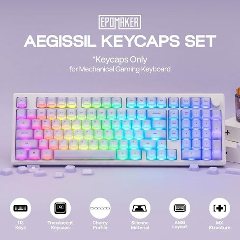 مجموعة epomaker Aegissil keycap ، مادة السيليكون ، ملف تعريف الكرز ، 113 مفتاح ، 65 ٪/75 ٪/96 ٪/الحجم الكامل ، مفاتيح مفاتيح مفاتيح مخصصة مجموعة للكيري MX ، Kailh ، Outemu ، Gateron Mechanical Gaming Keyboard (White) in Kuwait
