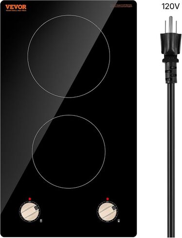 Vevor Induction Cooktop ، 1800 واط ، موقد كونترتوب كهربائي مع 9 إعدادات طاقة ، 2 موقد تحكم اللمس ، وموقد تحريض مدمج ، يشمل توقيت 99 دقيقة ، قفل أمان الطفل ، سطح زجاجي in Kuwait