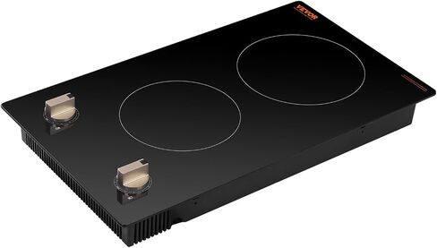 Vevor Induction Cooktop ، 1800 واط ، موقد كونترتوب كهربائي مع 9 إعدادات طاقة ، 2 موقد تحكم اللمس ، وموقد تحريض مدمج ، يشمل توقيت 99 دقيقة ، قفل أمان الطفل ، سطح زجاجي in Kuwait