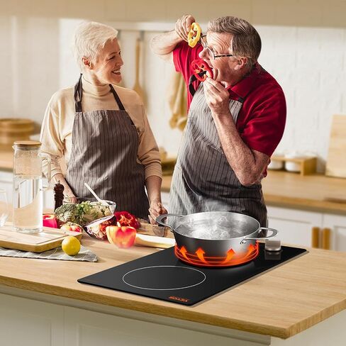 Vevor Induction Cooktop ، 1800 واط ، موقد كونترتوب كهربائي مع 9 إعدادات طاقة ، 2 موقد تحكم اللمس ، وموقد تحريض مدمج ، يشمل توقيت 99 دقيقة ، قفل أمان الطفل ، سطح زجاجي in Kuwait