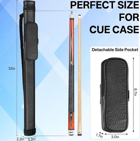 AKLOT 1×1 Pool Stick Case, Hard Billiard Pool Cue Cases for 1 Complete 2-Piece Cue (Holds 1 Butt, 1 Shaft), Faux Crocodile Leather Billiard Carrying Case/Bag with Detachable Pocket in Kuwait