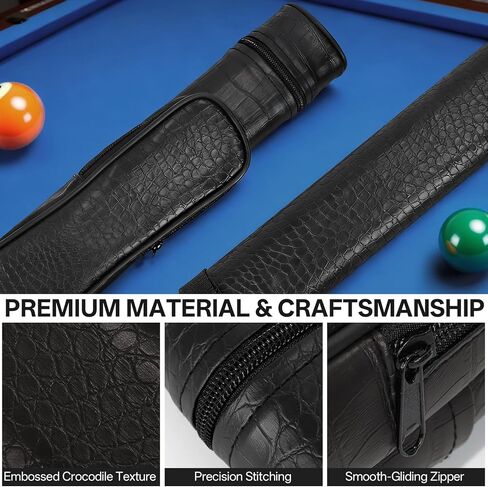 AKLOT 1×1 Pool Stick Case, Hard Billiard Pool Cue Cases for 1 Complete 2-Piece Cue (Holds 1 Butt, 1 Shaft), Faux Crocodile Leather Billiard Carrying Case/Bag with Detachable Pocket in Kuwait