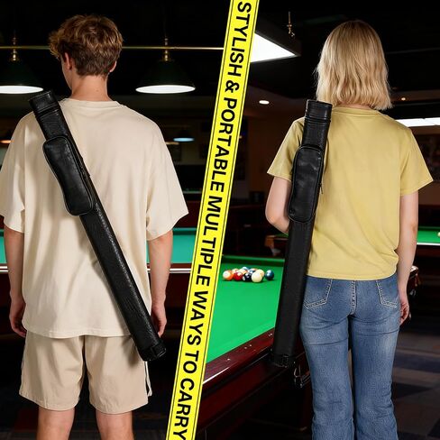 AKLOT 1×1 Pool Stick Case, Hard Billiard Pool Cue Cases for 1 Complete 2-Piece Cue (Holds 1 Butt, 1 Shaft), Faux Crocodile Leather Billiard Carrying Case/Bag with Detachable Pocket in Kuwait