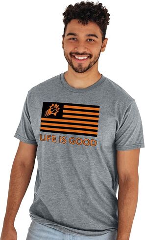 تي شيرت أزرق 84 NBA مرخص رسميًا من Life is Good بعلم هيذر جراي in Kuwait