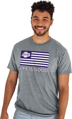 تي شيرت أزرق 84 NBA مرخص رسميًا من Life is Good بعلم هيذر جراي in Kuwait