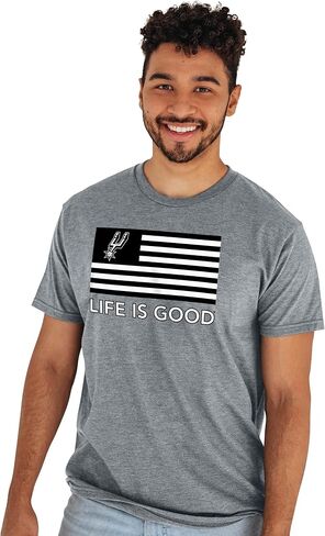 تي شيرت أزرق 84 NBA مرخص رسميًا من Life is Good بعلم هيذر جراي in Kuwait