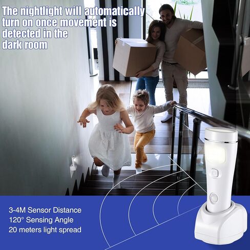 Enhon 4 in 1 LED Rechargeable Plug in Flashlights, 4 Pack LED Emergency Lights for Home Power Failure, Plug in Power Outage Light, Power Failure Light with Motion Detection (White) in Saudi Arabia