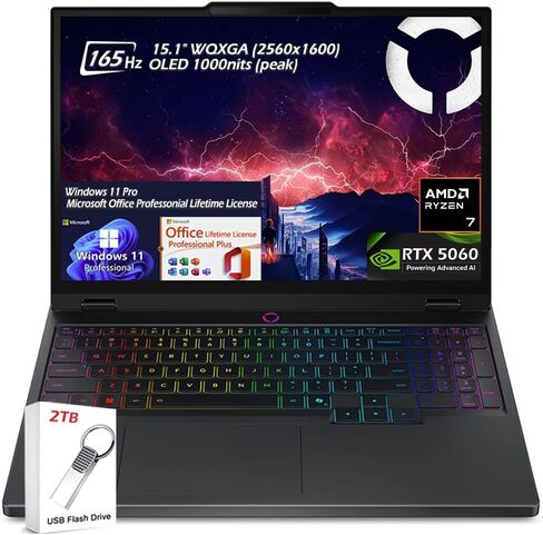 Lenovo Legion 5 15.1" OLED WQXGA 165HZ Gaming Notebook AMD Ryzen 7 260 16GB RAM 512GB SSD NVIDIA GeForce RTX 5060 Eclipse Black in Saudi Arabia