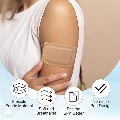 30 جهازًا إضافيًا ضمادات لاصقة كبيرة 6 "× 3" و 5 "× 3" ، ضمادة لاصقة كبيرة مع منصات غير لاصقة ، ضمادات كبيرة للنسيج لرعاية الجروح ، خالية من اللاتكس ، ملفوفة بشكل فردي (5*3in+6*3in) in Kuwait