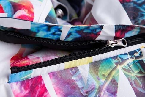 Colorful Ski Jacket With Hood, Winter Sports Snowboard Coat, Multi-Color Abstract Print Design, Waterproof Outerwear in Saudi Arabia
