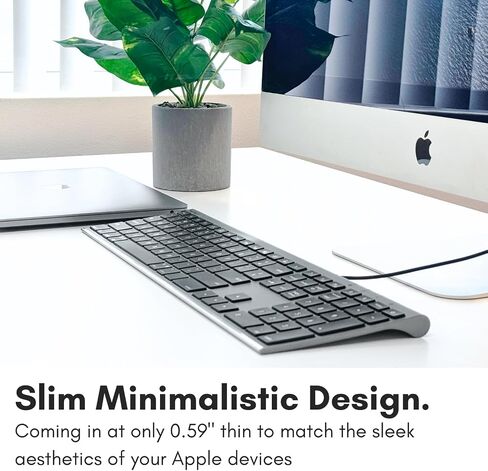 Macally USB C Keyboard (Upgraded) - Dual USB A + C Plug - Wired Keyboard for Mac - Ultra Slim, 20 Shortcuts, 110 Scissor Keys - for MacBook Pro/Air, Mac mini, iMac, iPad - Silver in Saudi Arabia