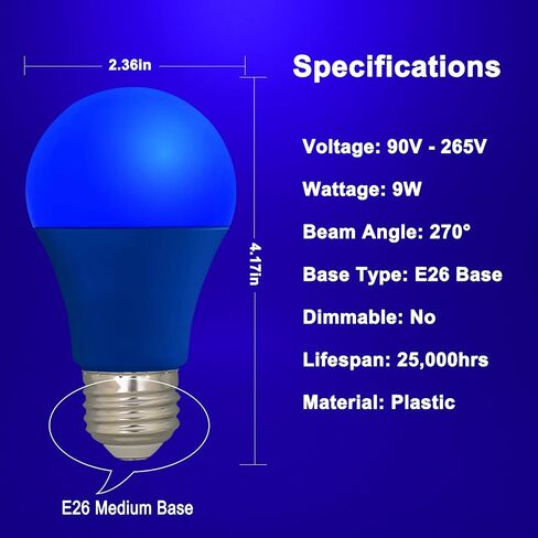 Purple LED Light Bulbs - 9W(60W Equivalent) Soft Violet Glow, A19 Bulb with E26 Base, Non-Dimmable Purple Light Bulb for Indoor/Outdoor Use, Halloween, Christmas, Porch, Parties(4-Pack) in Kuwait