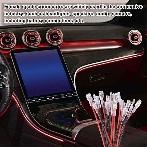 MECCANIXITY 10Pcs Double Head Female Spade Crimp Terminal with Insulating Sleeve 6.30mm, Female Spade Quick Connector Assortment Kit with 30cm Wires, Flame Retardant Cover in Saudi Arabia