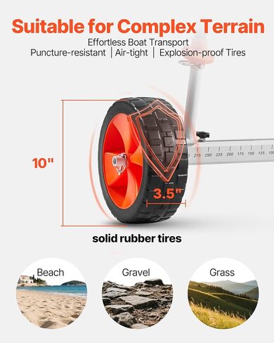 VEVOR Kayak Cart, 230 lbs Load Capacity, Canoe Cart Dolly with 10-inch Solid PU Tires & Kickstand, Assembles & Disassembles Within Seconds, Paddle Board Trolley for Kayaks, Canoes, Paddleboards in Saudi Arabia