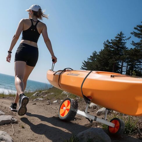 VEVOR Kayak Cart, 230 lbs Load Capacity, Canoe Cart Dolly with 10-inch Solid PU Tires & Kickstand, Assembles & Disassembles Within Seconds, Paddle Board Trolley for Kayaks, Canoes, Paddleboards in Saudi Arabia