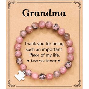 PINKDODO Mothers Day Gifts for Mom Grandma Piece Natural Stone Bracelet for Mom Grandma