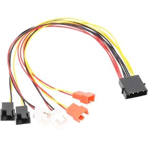 JAGTRADE Fan Speed Reduction Line 4Pin Molex to 3Pin/4Pin Fan Adapter 12V 7V 5V PC Fan Adapter 4Pin Molex Splitter Sleeved Cable for Computer PC Case Fan