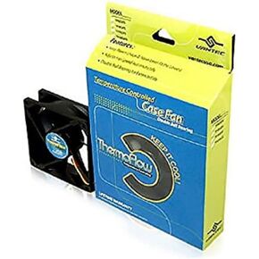 Vantec Thermoflow TF8025 80x80x25mm Double Ball Bearing Temperature Controlled Case Fan (Black)