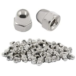 Hitefu 100PCS M4-0.7mm Acorn Cap Nuts, Stainless Steel Hex Cap Dome Head Nuts Locknuts, Bright Finish