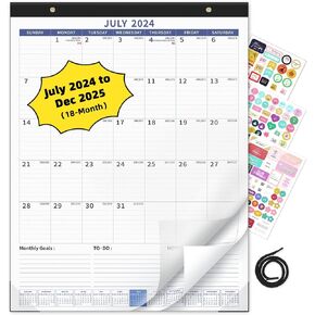 Ospelelf Magnetic Calendar 2024-2025 Wall Calendar 12'' x 17'' Desk Calendar 18 Month Calendar for Refrigerator, Use July 2024 - Dec 2025
