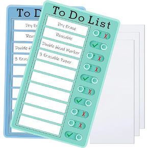 Better Days Brands Chore Chart for Kids - Kids Chore Chart Set - Checklist Board for Adults, Seniors - Household Task Organizer with Sliders, 3 Erasable Paper Sheets - Blue & Green