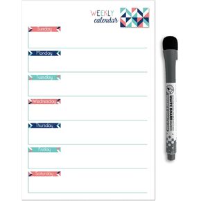 Dry Erase Weekly Calendar Planner Sticker Decal | Removable & Reusable | Magnetic Fine-Tip Marker Included (9 x 12 inches, Rose & Gold) in Saudi Arabia