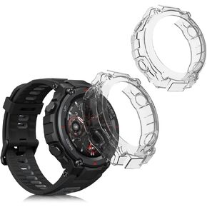 kwmobile Frame Cover Compatible with Huami Amazfit T-Rex/T-Rex Pro Cover (2-Pack) - Clear Silicone Case - Transparent