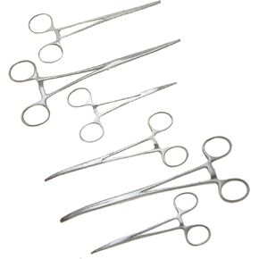 SE Ultimate 6-Piece Hemostat Set - Stainless Steel, Straight and Curved Forceps for Crafts, Fishing Lines, Sewing, Doll Making, Hobbies - HEMO-SET-6
