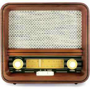 Fuse RAD-V1 Vintage Retro Radio | AM/FM Radio Speaker with Bluetooth & AUX Input | 5W Speakers | Mid Century Modern Style | Real Handcrafted Ashtree Wood Exterior