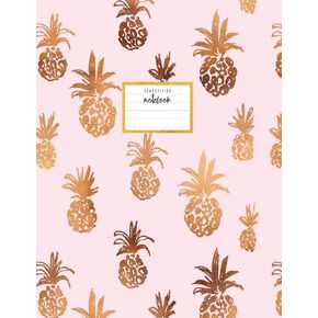 Composition Notebook: Pineapple Light Pink and Brown, Notebook For School Notes, Soft Cover, 8.5 x 11, Letter Size, 110 Pages.