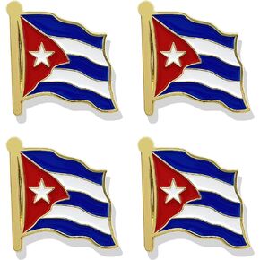 HSQCEZ 4 Pack Cuba Flag Lapel Pin - Cuban Flags Pins Lapel Hat Backpacks Suit Decoration & Men Women Waving Patriotic Enamel Metal Badge Souvenir