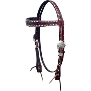 BLACK HOOF Floral Tooled American Leather With Buckstitch Design Breastcollar, Headstall, Spur Straps
