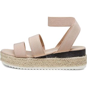 Vepose Women's 876 Double Elastic Strap Cute Sandal Open Toe Espadrilles Platform Wedge Sandals