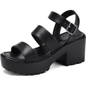 mysoft Women's Platform Sandals Ankle Strap Open Toe Lug Sole 3 Inch Chunky Block Heeled Sandals