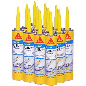 AWF PRO - Sikaflex 1C SL 10 oz Limestone, Concrete Expansion Joint Filler, Self Leveling, Polyurethane Sealant. Pack of 12