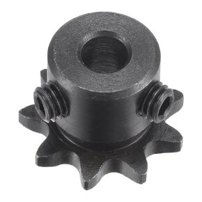 uxcell 9 Tooth Roller Sprocket B Type, 25 Chain, Single Strand 1/4" Pitch, 6.35mm Bore Black Oxide C45 Carbon Steel with Set Screws for ISO 04C