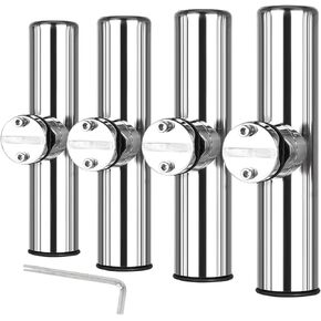 NovelBee 4pcs Stainless Steel Clamp on Fishing Rod Holders with Black Rubber Insert for Rails 7/8" to 1"