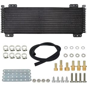 D1M LPD47391 Pressure Low Drop Oil Cooler Transmission Heavy Duty 40,000 GVW Transmission Performance Trans with Mounting Hardware, Advanced Cooling Protection and Towing Applications(Black)