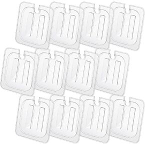 Voittozege 12 Pcs Food Pan Lids 1/6 Size Polycarbonate Notched Cover Clear Food Pan Cover with Handle Restaurant Commercial Hotel Pan Lid for Restaurant Commercial Food Container Storage