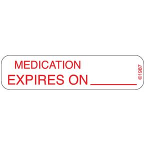 Pharmex 1-590 "Medication Expires" Permanent Paper Label, 1 9/16" x 3/8", White, Pack of 1000