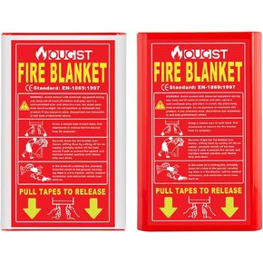 بطانيات حريق الطوارئ من السيليكون من Ougist مكونة من قطعتين - استجابة سريعة للمنزل والمطبخ - بطانية أمان مصنوعة من الألياف الزجاجية مقاس 40 بوصة × 40 بوصة in Kuwait