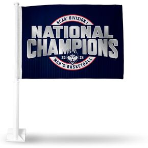 Rico Industries NCAA Connecticut Huskies - UCONN 2024 Men's National Basketball Champions Double Sided Car Flag