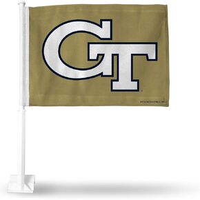 Rico Industries NCAA Georgia Tech Yellow Jackets Alternate Double Sided Double Sided Car Flag - 16" x 19" - Strong Pole That Hooks onto Car/Truck/Automobile