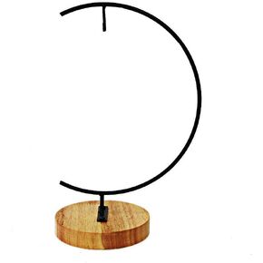 Archi G-Shaped Ornament Display Stand Iron Pothook Stand for Hanging Glass Terrarium/Picture with Wood Base (Iron Stand with Wood Base)