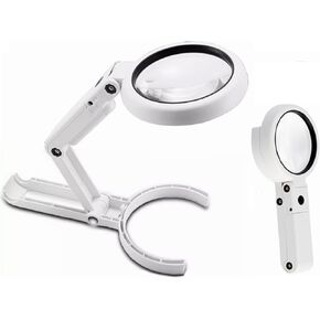 Paint by Numbers Magnifying Glass 11x 5X Magnification Jewelry Craft Miniature Foldable Handheld Desktop Hands-Free Magnifier 8 LED Lights Perfect DIY Viewer Accessories Tools