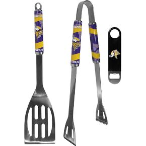 مجموعة Siskiyou Sports NFL Minnesota Vikings للجنسين من قطعتين للشواء وفتاحة زجاجات، ألوان الفريق، مقاس واحد