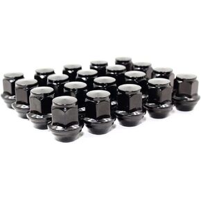 Set of 20 Veritek 12x1.5mm 3/4 19mm Hex 1.25 Inch 31.75mm Length Black OEM Factory Style Large Acorn Seat Lug Nuts for Ford Focus Fusion Escape Lincoln MKC MKZ Factory Wheels